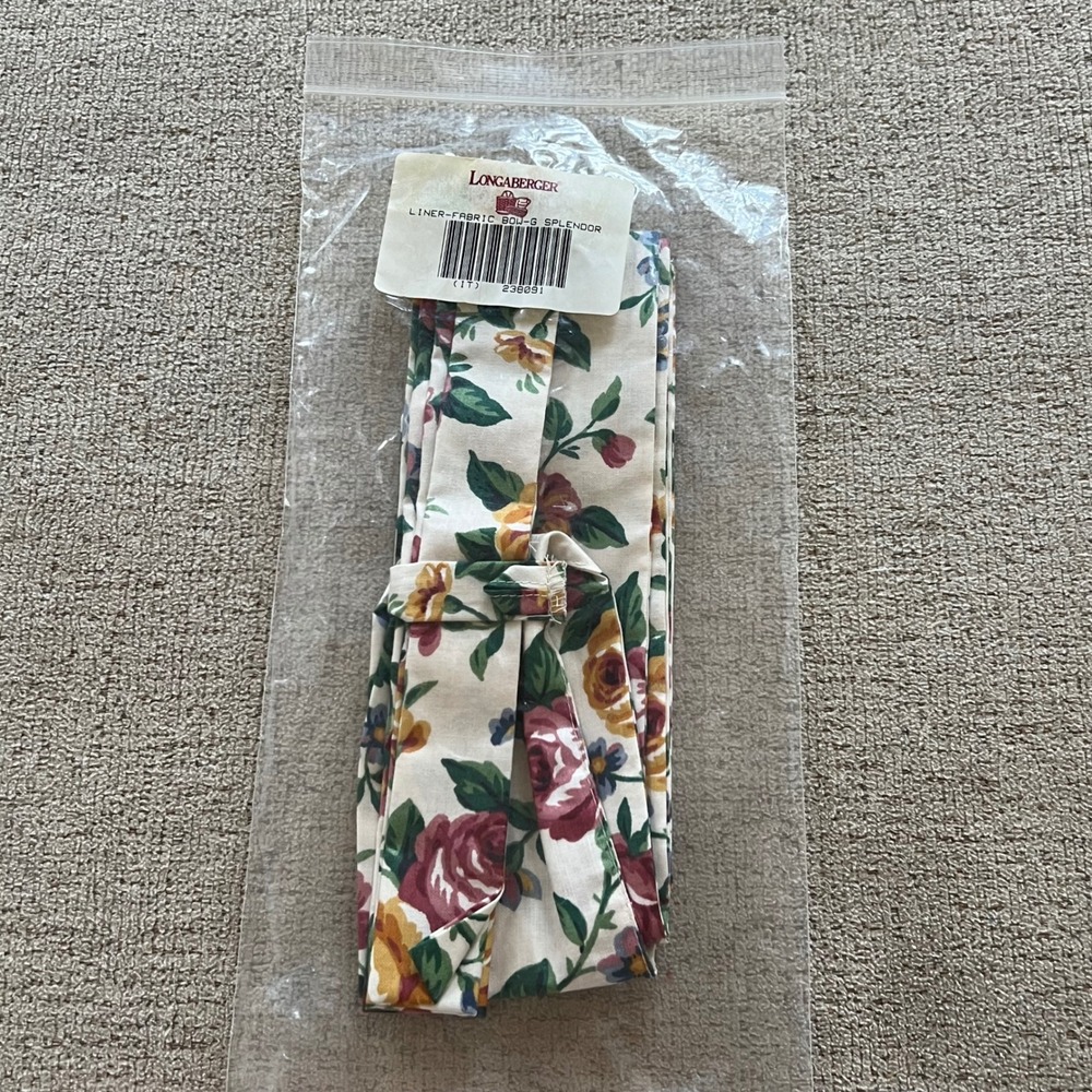 Longaberger Splendor Fabric Liner Bow Floral Rose Basket Accessory 236891 NEW